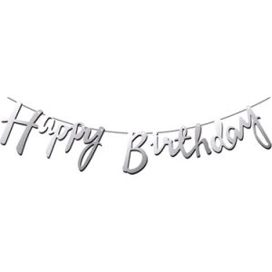 Gümüş Happy Birthday  Kaligrafi Banner