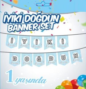1 Yaş Mavi İyi ki Doğdun Banner