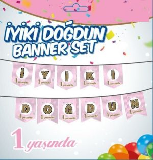 1 Yaş Pembe İyi ki Doğdun Banner