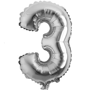 3 Rakam İthal 16 İnç Gümüş Folyo Balon