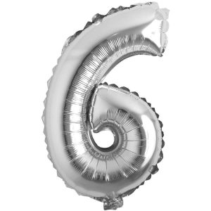 6 Rakam İthal 16 İnç Gümüş Folyo Balon