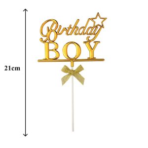 İthal Birthday Boy Gold Altın Plastik Pasta Süs