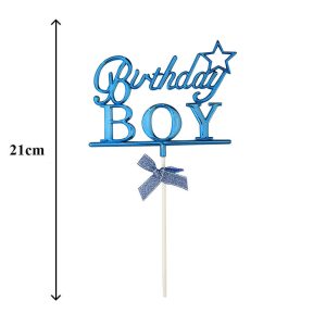 İthal Birthday Boy Lacivert Plastik Pasta Süs