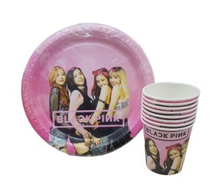 Black Pink Karton Tabak Bardak Set