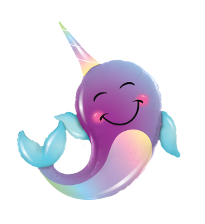 Boynuzlu Renkli Balina Folyo Balon