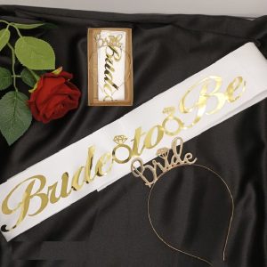 Bride To Be Beyaz Altın Kuşak ve Taç Set