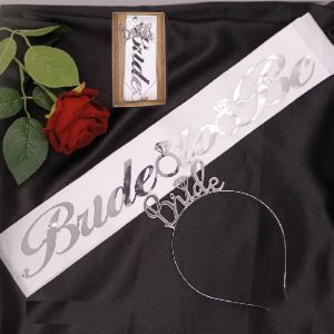 Bride To Be Beyaz Gümüş Kuşak ve Taç Set