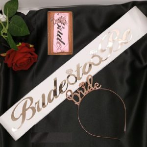 Bride To Be Beyaz Rose Gold Kuşak ve Taç Set