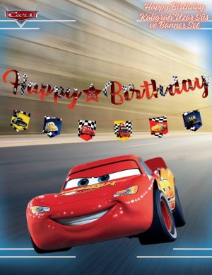 Cars Kaligrafi Uzar Süs ve Banner Set