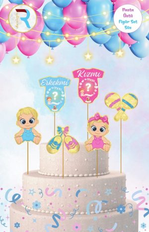 Cinsiyet Pasta Üstü Figür Süs Set