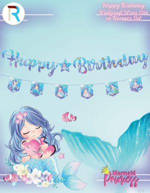 Deniz Kızı Kaligrafi Uzar Süs ve Banner Set