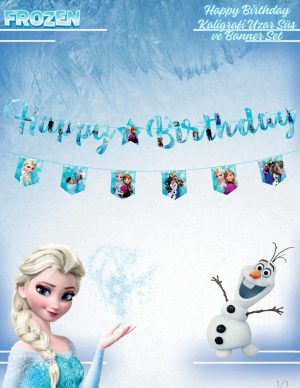 Frozen Kaligrafi Uzar Süs ve Banner Set