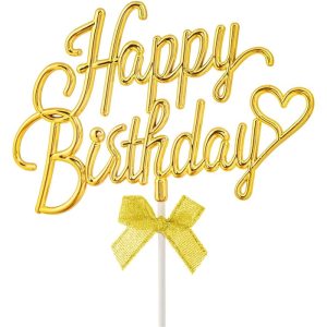 İthal Gold Altın Happy Birthday Plastik Pasta Süs