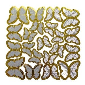 Gri Kelebek Pasta Dekor Süs