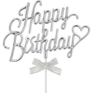 İthal Gümüş Happy Birthday Plastik Pasta Süs