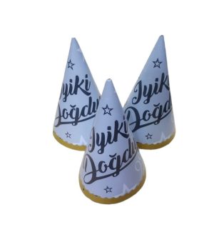 Gümüş Siyah Yıldız İyi ki Doğdun Külah Şapka