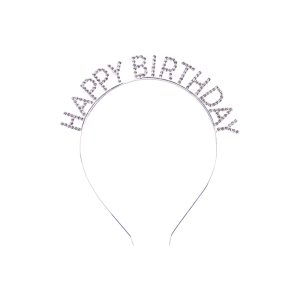 Happy Birthday Gümüş Lüks Taşlı Taç