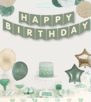 Happy Birthday Okaliptus Küf Yeşili Banner