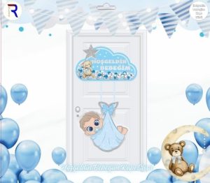 Hoş Geldin Bebeğim Mavi Kapı Süsü