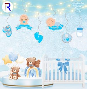 Hoş Geldin Bebeğim Mavi Tavan Sarkıt Süs