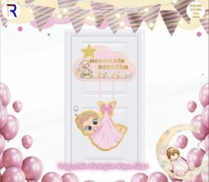 Hoş Geldin Bebeğim Pembe Kapı Süsü