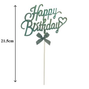 İthal İnci Mavi Fosforlu Happy Birthday Plastik Pasta Süs