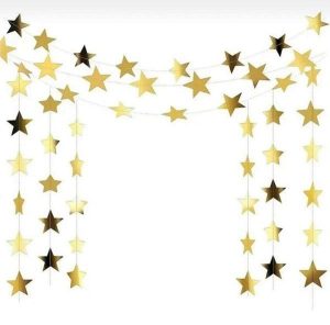 İpe Dizili Yıldız Gold Uzar Süs 4 Metre