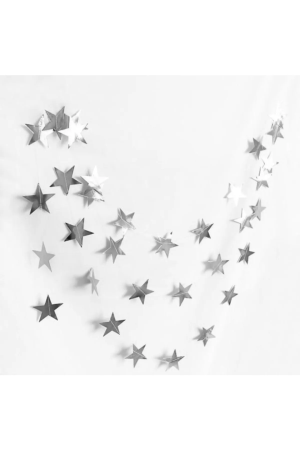 İpe Dizili Yıldız Gümüş Uzar Süs 4 Metre