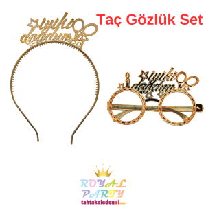 İyi Ki Doğdun Gold Taç Gözlük Set