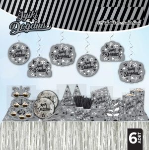 İyi Ki Doğdun Gri Tavan Sarkıt Süs