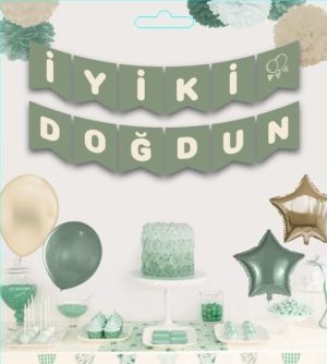 İyi Ki Doğdun Okaliptus Küf Yeşili Banner