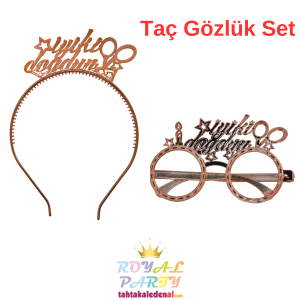 İyi Ki Doğdun Rose Gold Taç Gözlük Set