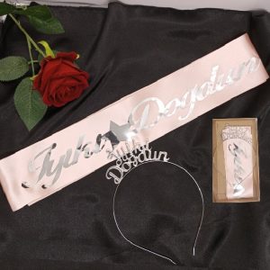 İyiki Doğdun Pembe Gümüş Taç ve Kuşak Set