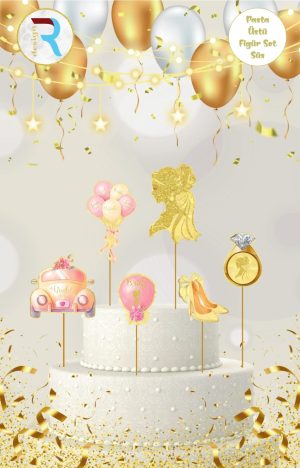 Bride Gold Pasta Üstü Figür Süs Set