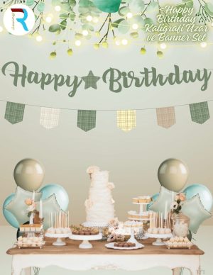 Küf Yeşili Kaligrafi Uzar Süs ve Banner Set