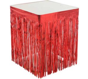 Kırmızı Metalize Masa Kenarı Eteği