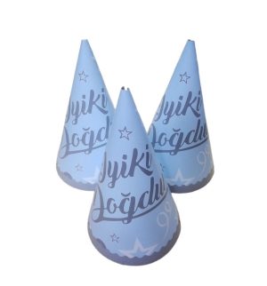 Mavi Gümüş İyi ki Doğdun Külah Şapka