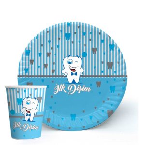 Mavi Diş Karton Tabak Bardak