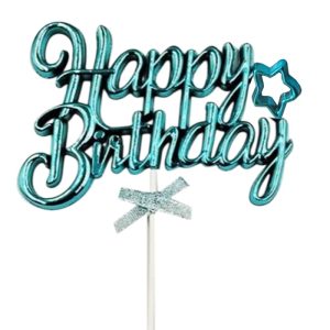 İthal Mavi Happy Birthday Plastik Pasta Süs