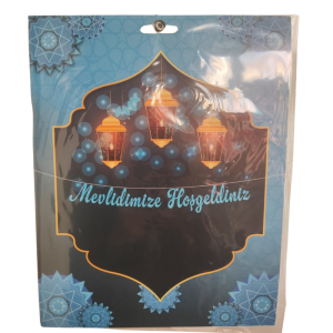 Mavi Mevlidimize Hoşgeldiniz Kaligrafi Banner