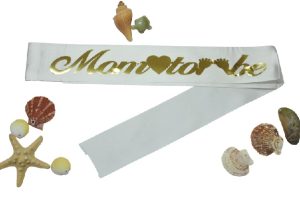 Mom To Be Beyaz Üstü Gold Kuşak