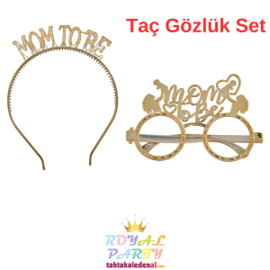 Mom To Be Gold Taç Gözlük Set