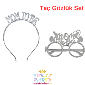 Mom To Be  Gümüş Taç Gözlük Set