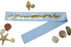 Mom To Be Mavi Üstü Gold Kuşak