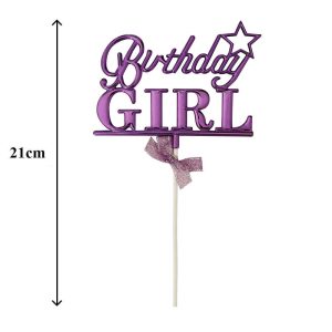 İthal Mor Birthday Girl Plastik Pasta Süs