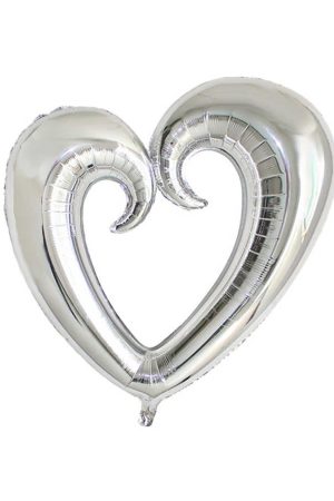 Ortası Boş Kalp Folyo Balon 40 İnç Gümüş