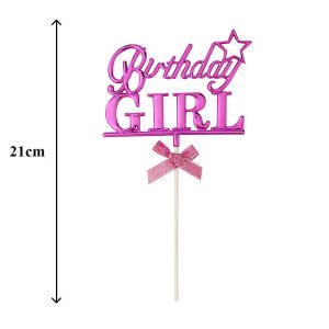 İthal Pembe Birthday Girl Plastik Pasta Süs