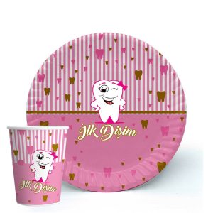 Pembe Diş Karton Tabak Bardak