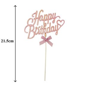 İthal Açık Pembe Happy Birthday Plastik Pasta Süs