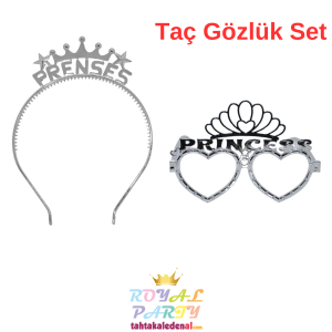 Prenses Gümüş Taç Gözlük Set